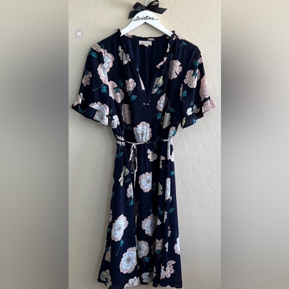 LOFT Navy Floral Dress